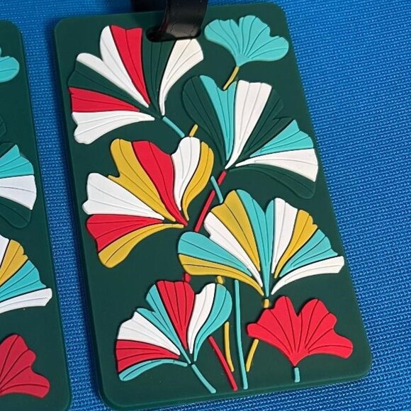 GINGKO FLOWERS SET OF 2 EASY TO SEE UNIQUE LUGGAGE / BAG TAGS TRAVEL / TRAVELING - Picture 3 of 10